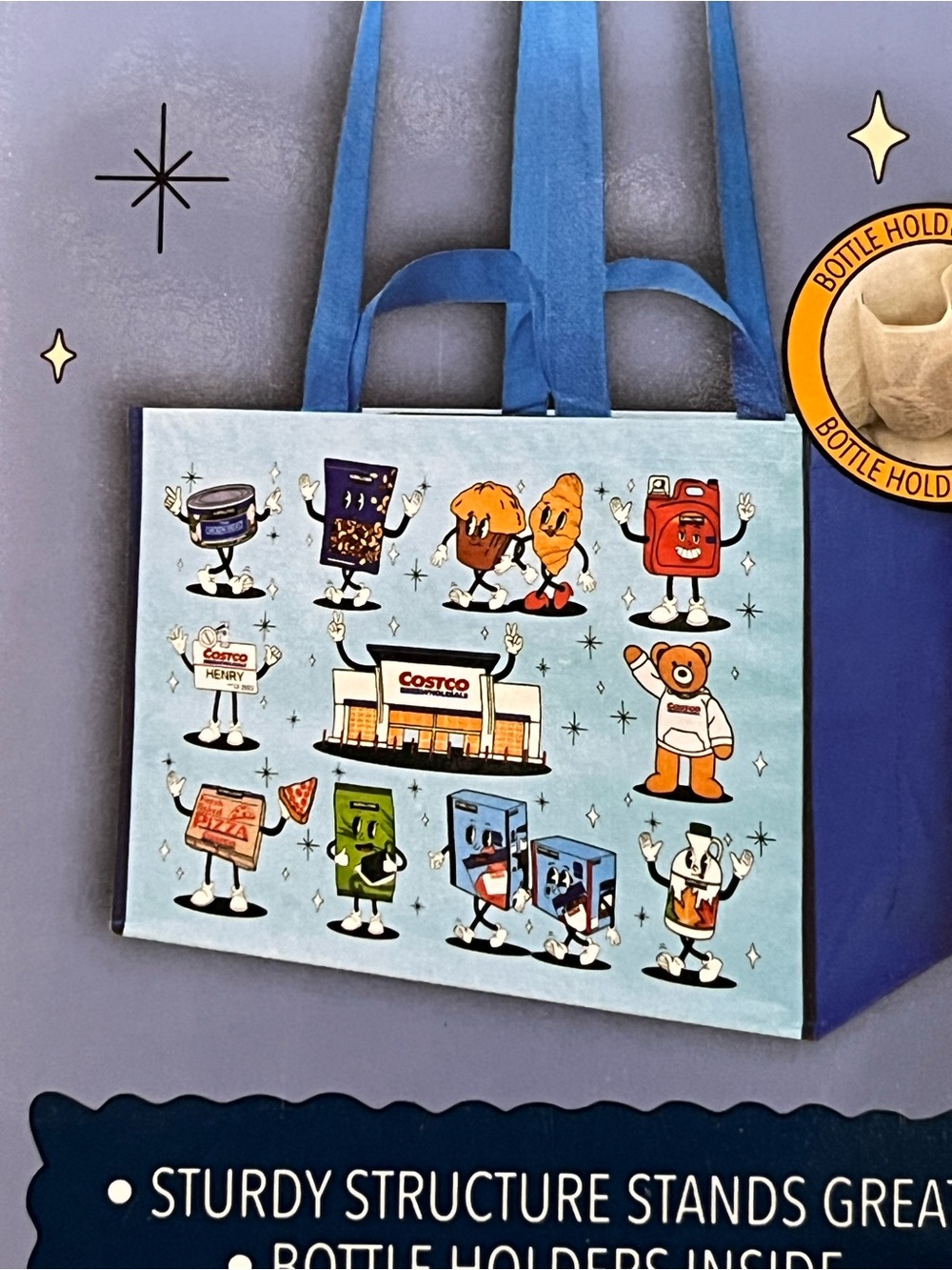 4-Pack Costco Character V2 Reusable Shopping Bags W 20” x H 14” x D 11.5”  New - Picture 5 of 16